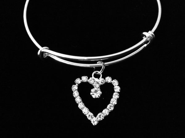 Free Rhinestone Open Heart Expandable Charm Bracelet