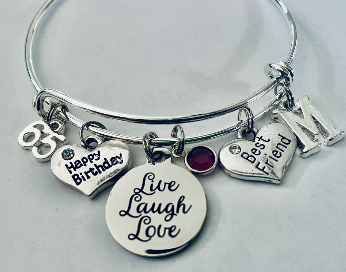 Personalized Best Friends 65th Birthday Gift Charm Bracelet Birthday Jewelry 