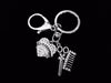 Hairdresser Stylist Scissors Comb Crystal FOB Keychain Silver Key Chain Rhinestone Keyring Hair Stylist Gift