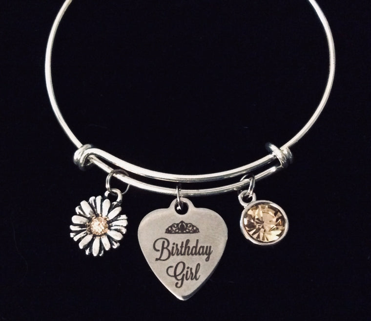Happy Birthday Charm Bracelet November Birthstone Jewelry Expandable Charm Bracelet Adjustable