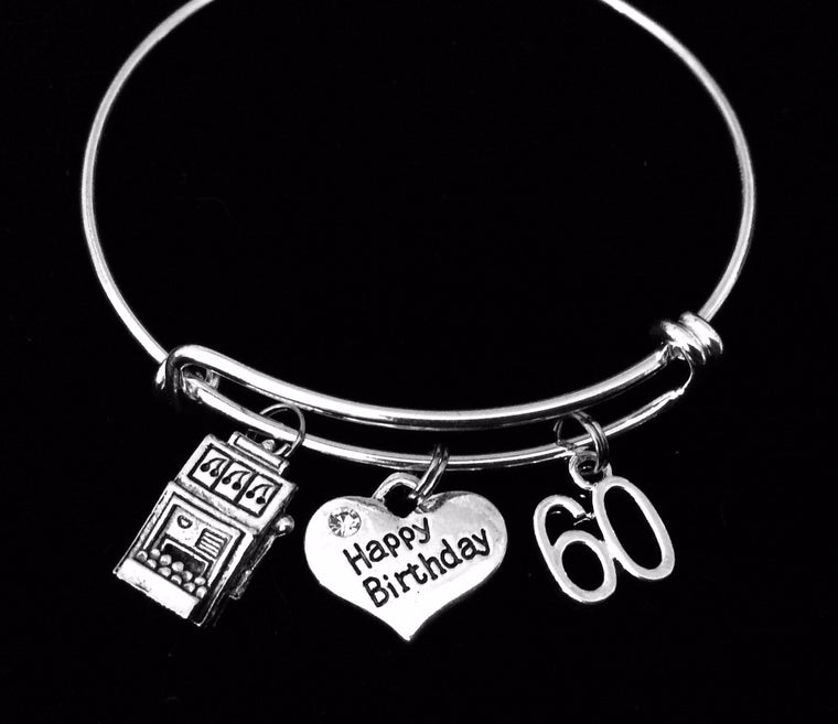 Happy 60th Birthday Gift for Women Expandable Charm Bracelets Adjustable Bangle One Size Fits All Gift