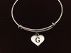 Add A Stamped Heart Letter Initial Charm to an Expandable Adjustable Wire Bangle