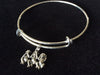 Monkey's Hear no Evil, See no Evil, Speak no Evil Monkey's Charm on a Silver Expandable Adjustable Wire Bangle Bracelet