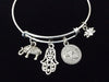 Luck, Protection, New Beginnings, Enlightenment Yoga Silver Adjustable Bangle Charm Bracelet Expandable