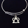 Adoption Jewelry Triangle and Heart Expandable Silver Charm Bracelet Adjustable Wire Bangle Adoption Symbol