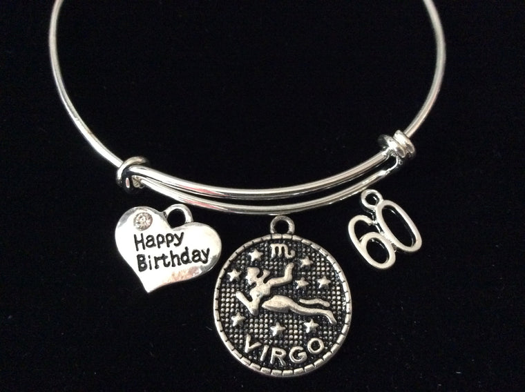 Virgo Happy 60th Birthday Expandable Charm Bracelet Adjustable Bangle Gift