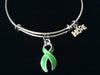 Green Awareness Ribbon Expandable Charm Bracelet