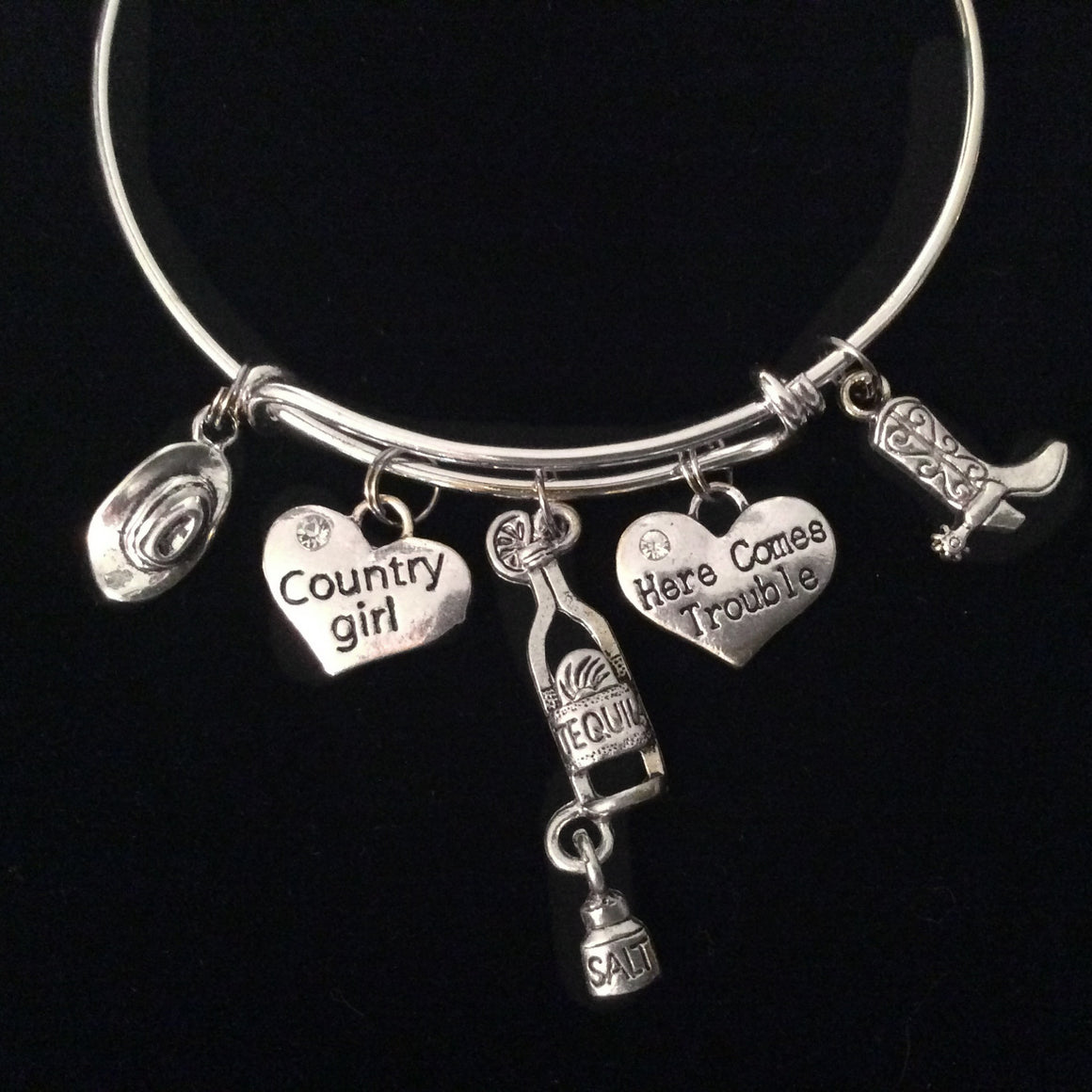 Tequila Classy, Sassy, and a Bit Smart Assy Expandable Charm Bracelet Initial Adjustable Bangle Gift