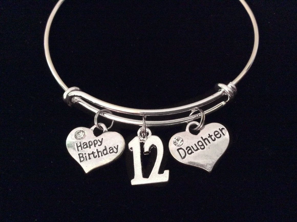 Daughter Happy Birthday 12th Expandable Charm Bracelet Adjustable Bangle Trendy Gift
