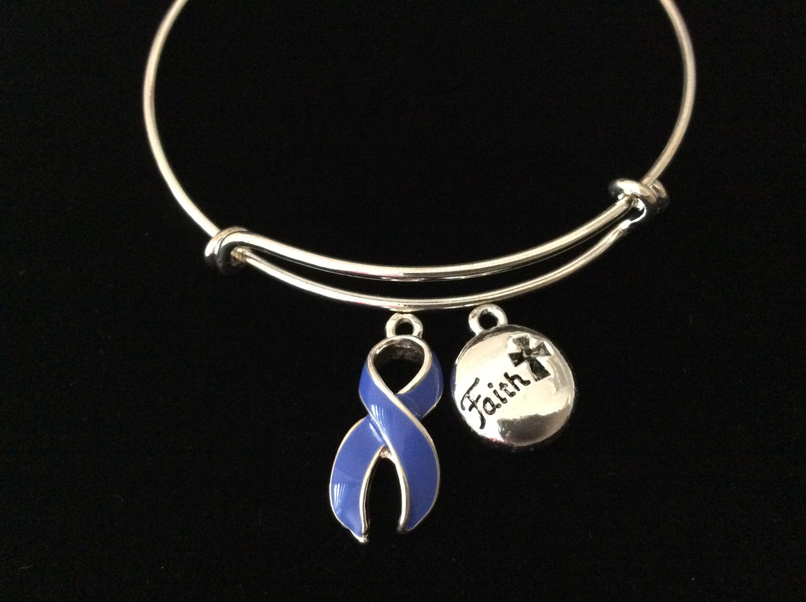 Periwinkle Awareness Ribbon Expandable Charm Bracelet Adjustable Bangle Faith Gift Stomach Cancer Awareness