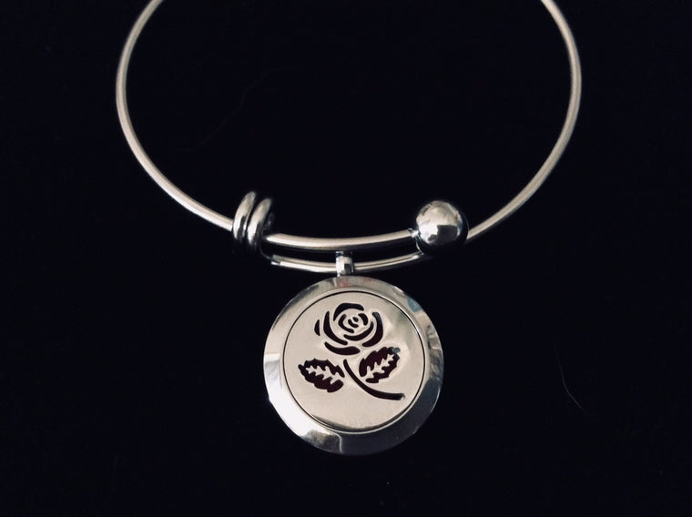 Aromatherapy Jewelry Rose Essential Oil Locket Diffuser Expandable Adjustable Bracelet Stainless Steel Bangle Gift