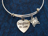 Daughter In Law with Butterfly Charm Bangle Adjustable Expandable