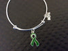Green Awareness Ribbon Expandable Charm Bracelet Adjustable Bangle 