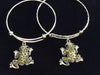 Green Frog Expandable Silver Wire Charm Bracelet