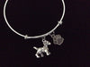 Paw Print 3D Puppy Dog Charm on a Silver Expandable Adjustable Bangle Bracelet Meaningful Dog Lover Gift