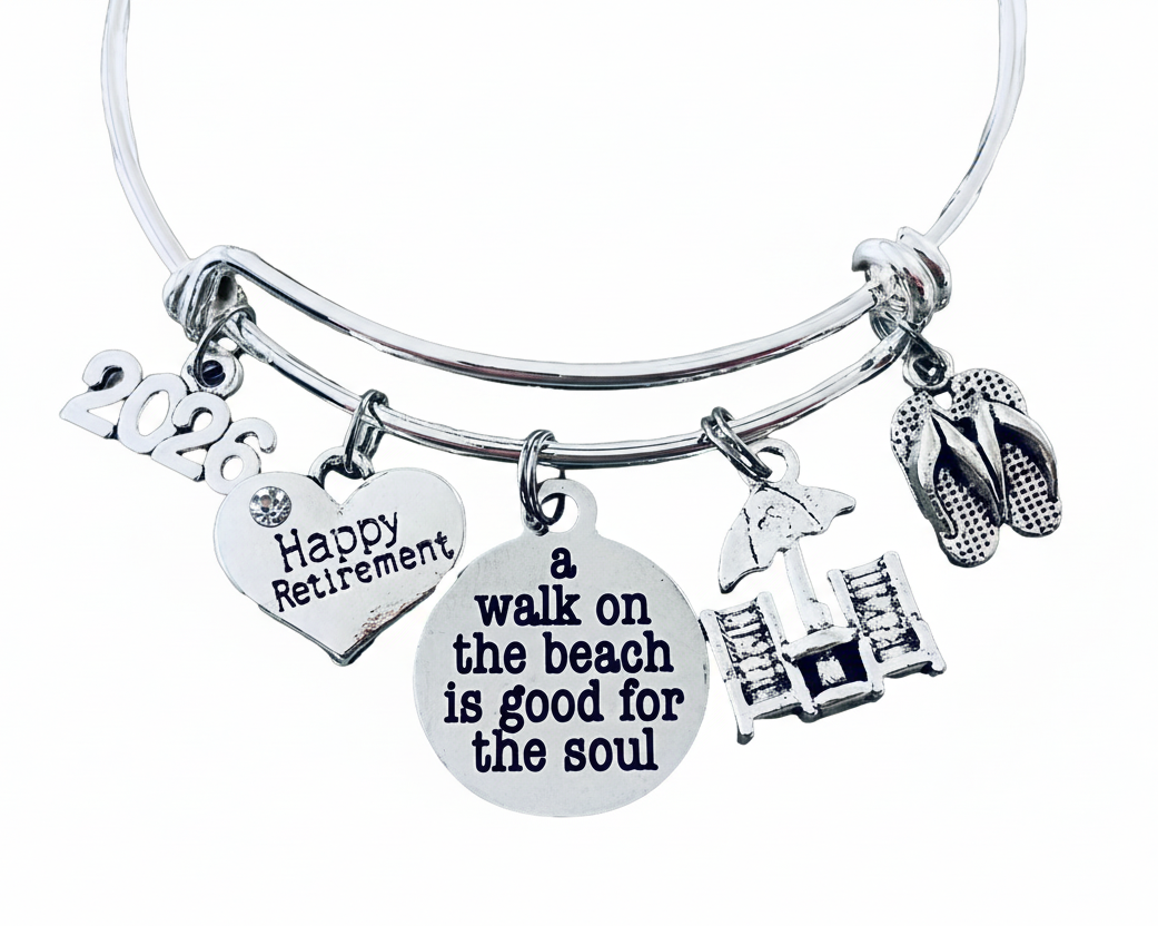 retirement gift for her Retirement charm bracelet jewelry
