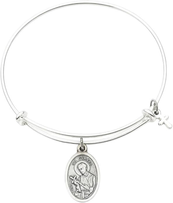 Saint Gerard Bracelet – Patron Saint of Expectant Mothers – Silver Expandable Bangle