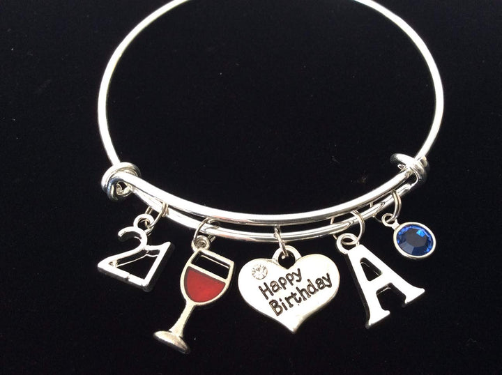 21st Birthday Charm Bracelet | Personalized Initial &amp; Birthstone