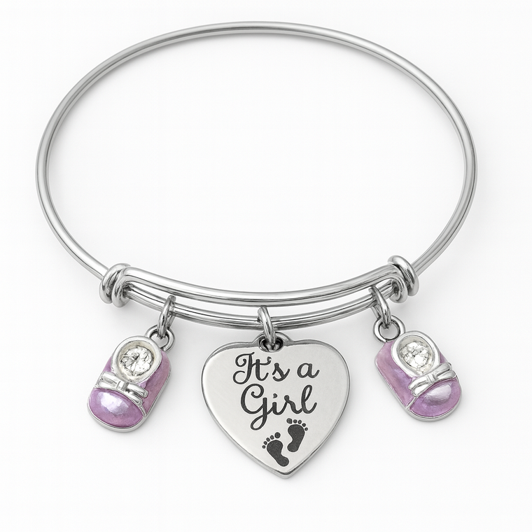 It’s a Girl Bracelet – Baby Girl Birth Announcement Charm Bangle