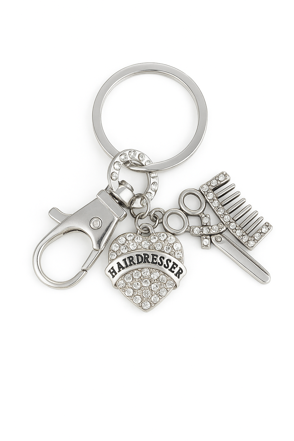 Hairdresser Keychain – Stylist Gift with Rhinestone Charms