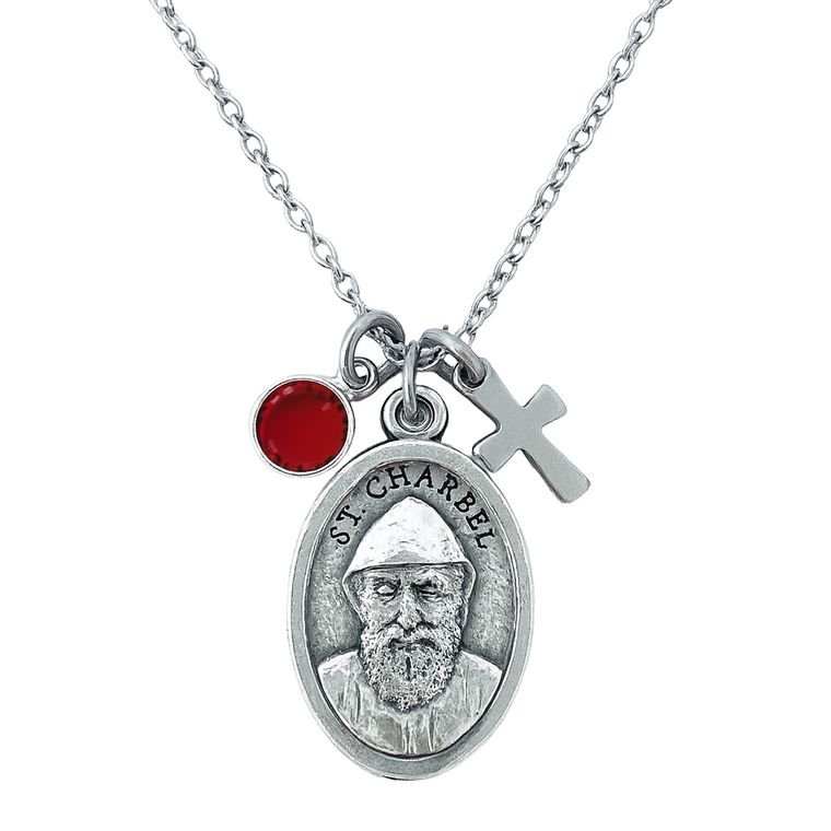 Saint Charbel Necklace | Silver Catholic Jewelry
