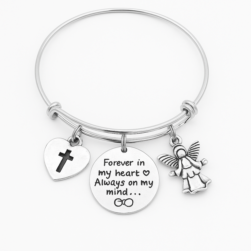 Forever in My Heart Memorial Charm Bracelet – Sympathy Gift Jewelry