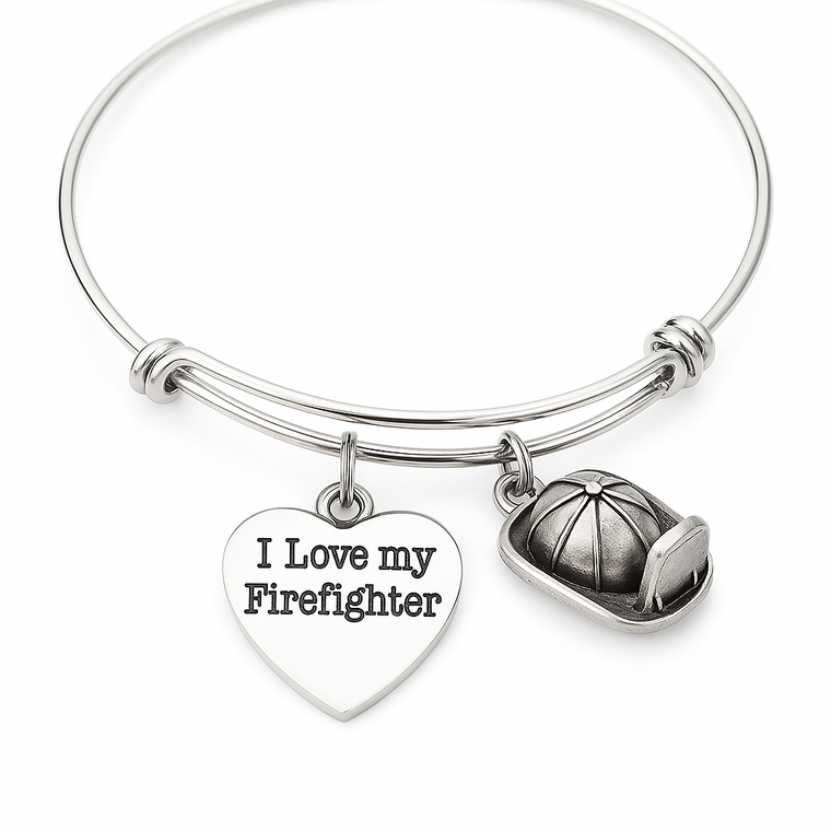 I Love My Firefighter Bracelet – Adjustable Bangle Gift