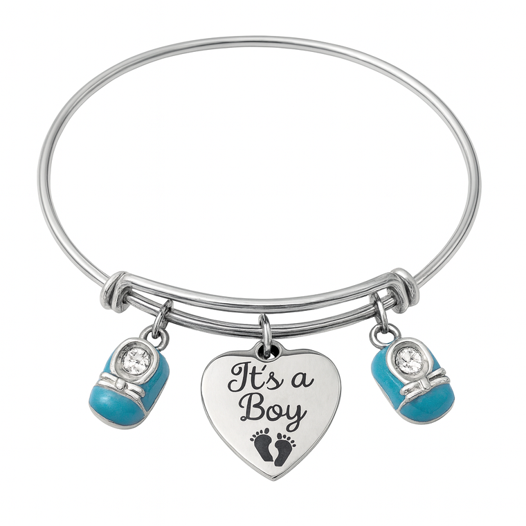 It’s a Boy Bracelet – Baby Boy Announcement Charm Bangle