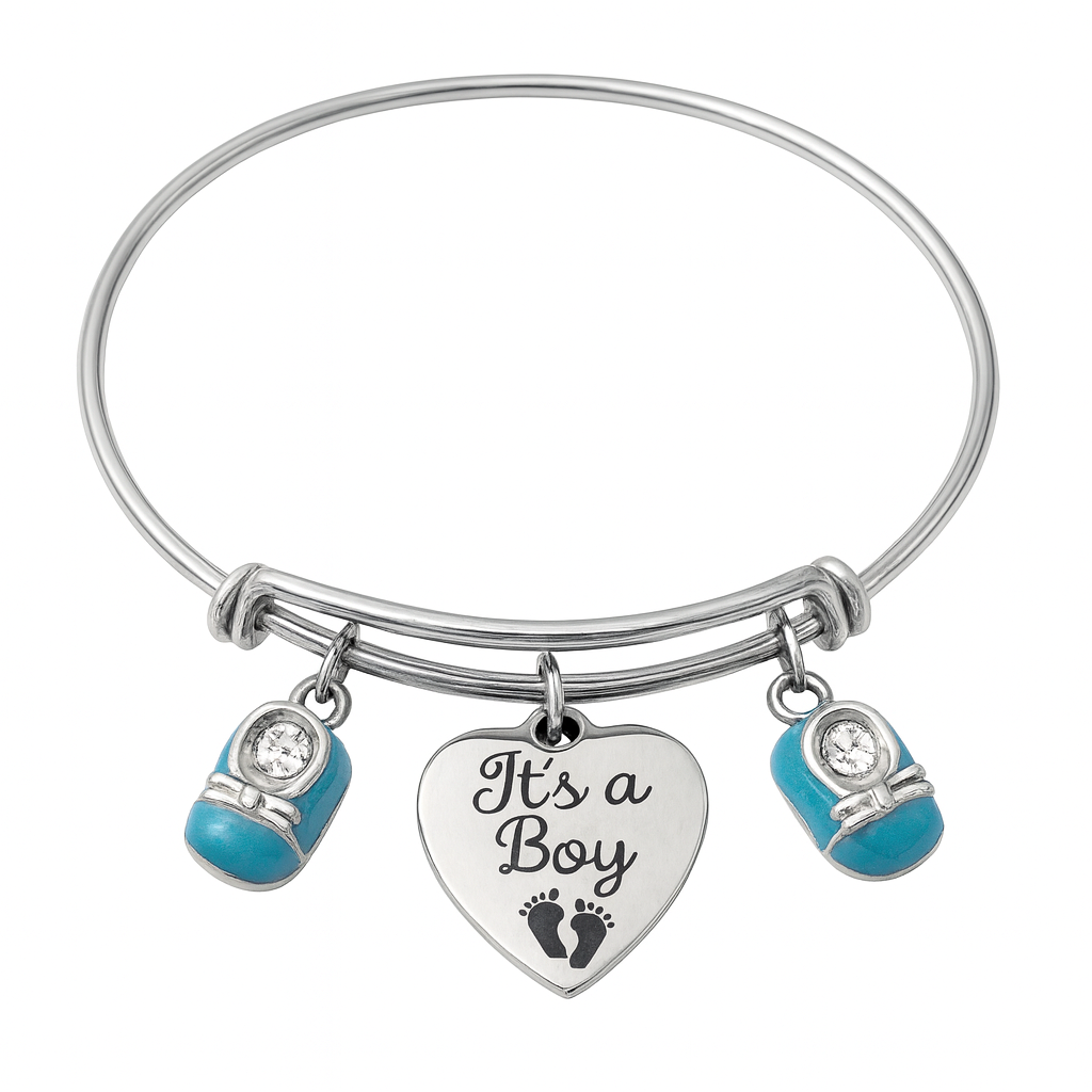 It’s a Boy Bracelet – Baby Boy Announcement Charm Bangle