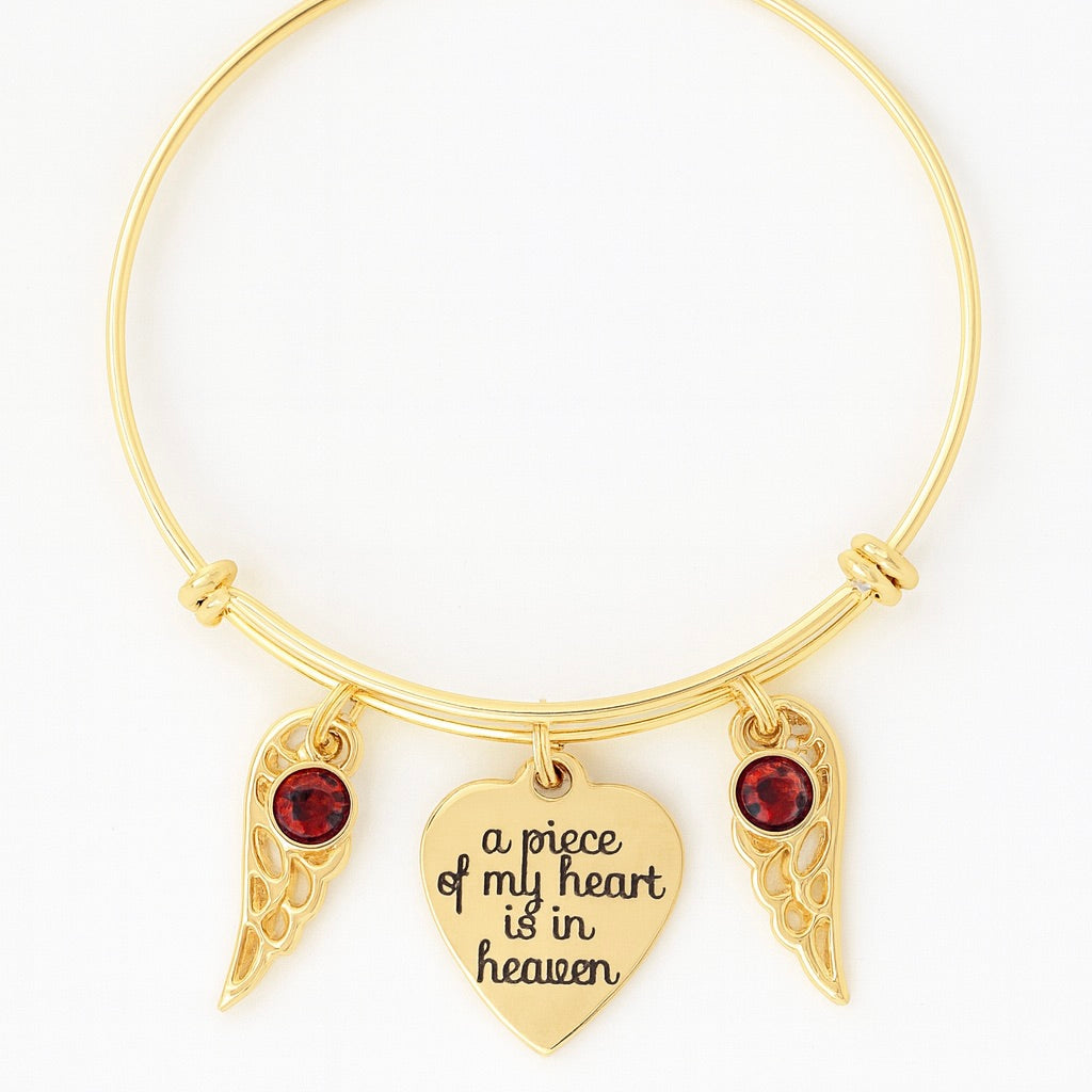 A Piece of My Heart Is in Heaven Bracelet | Gold Memorial Bangle
