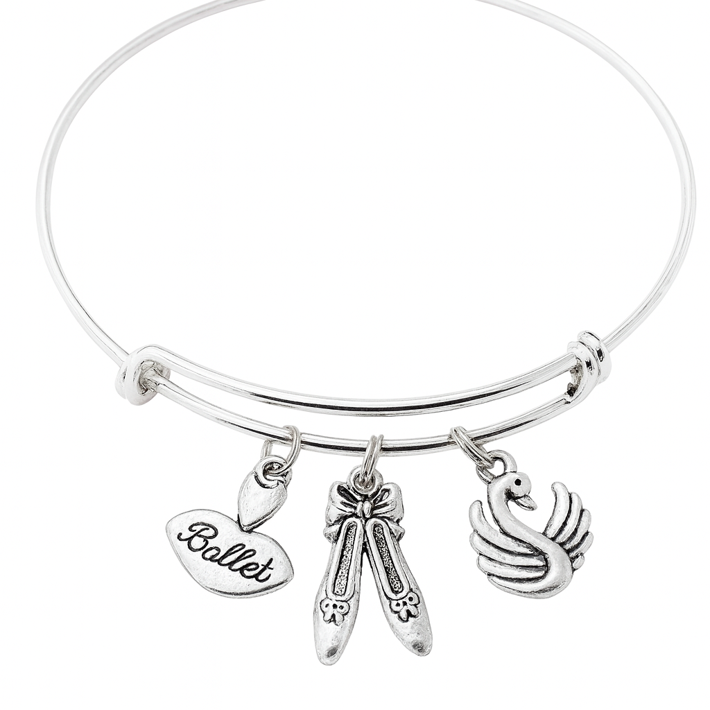 Ballet Charm Bracelet | Silver Plated Bangle for Dancers