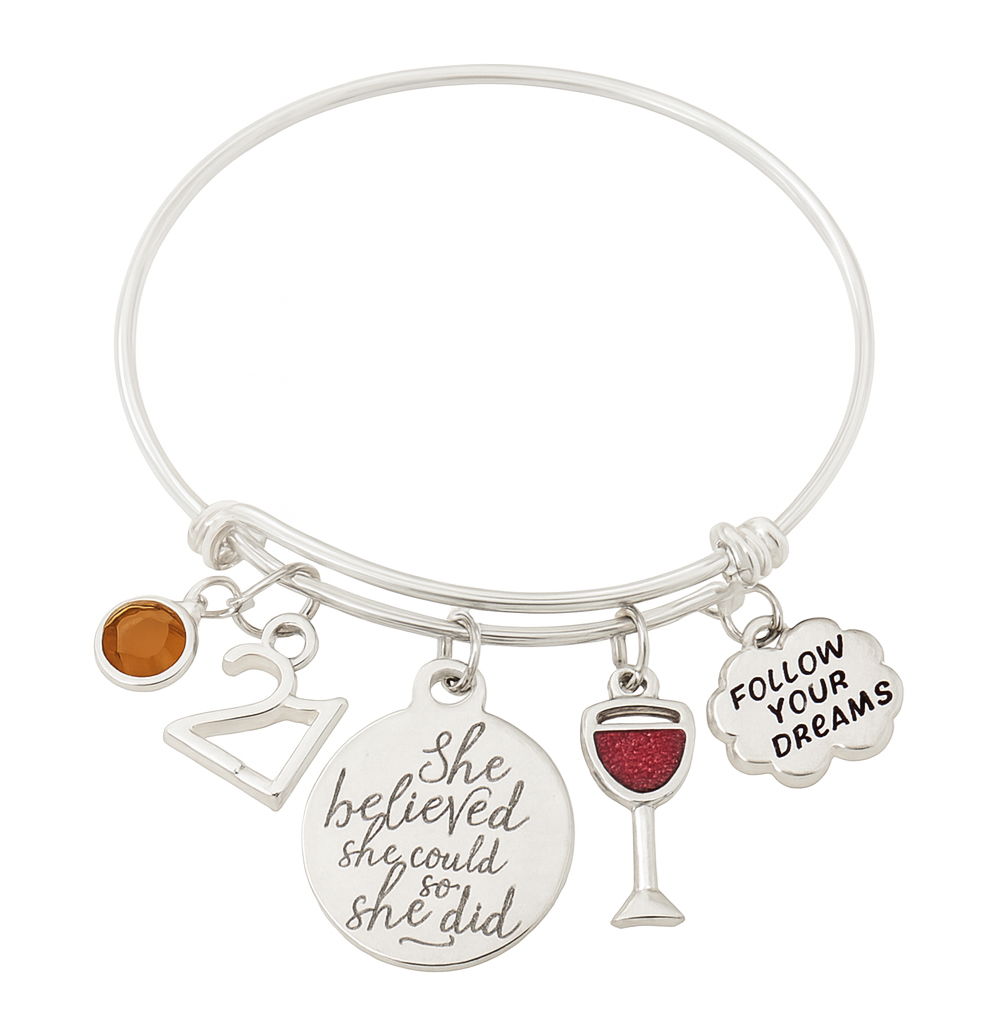 21st Birthday Bracelet – She Believed She Could Jewelry