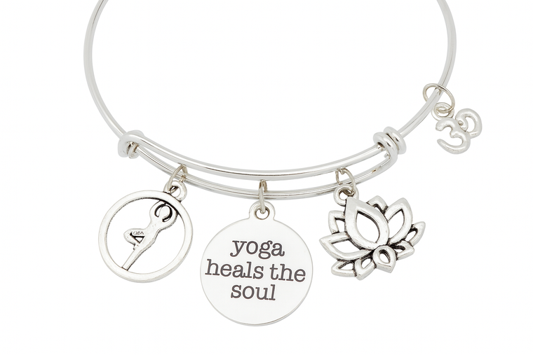 Yoga Charm Bracelet – Lotus & Om Inspirational Jewelry