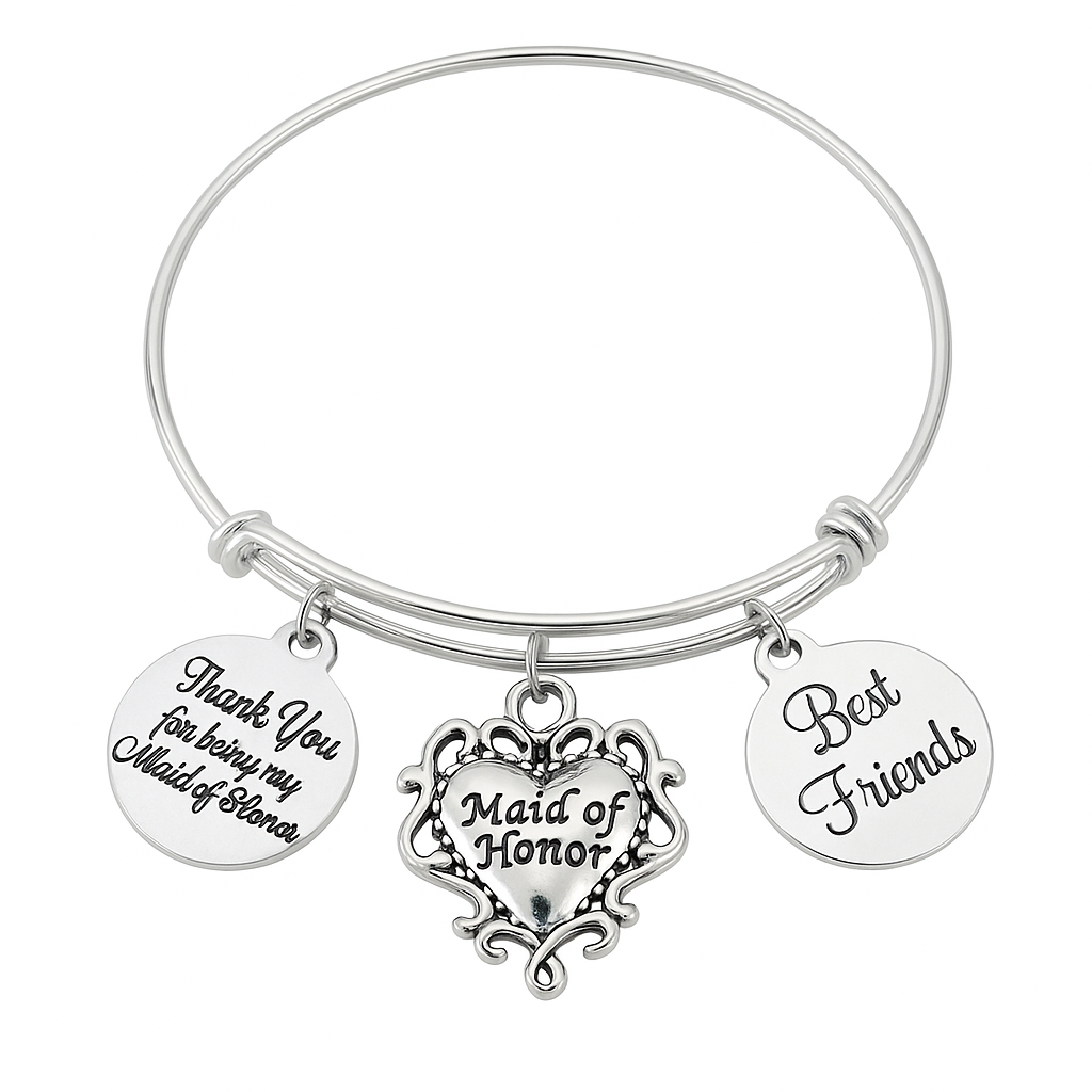 Maid of Honor Charm Bracelet | Bridal Party Gift for Best Friends
