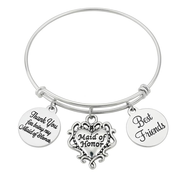 Maid of Honor Charm Bracelet | Bridal Party Gift for Best Friends