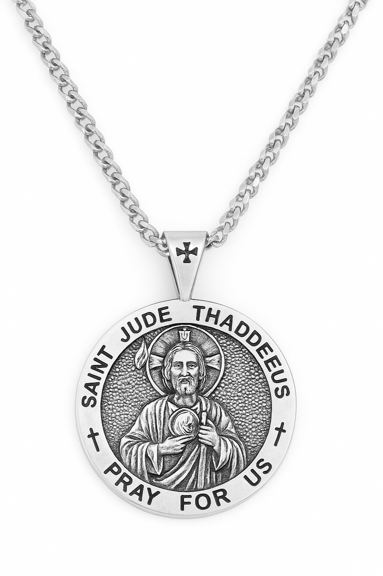 Saint Jude Necklace 925 Sterling Silver Medal Catholic Medal