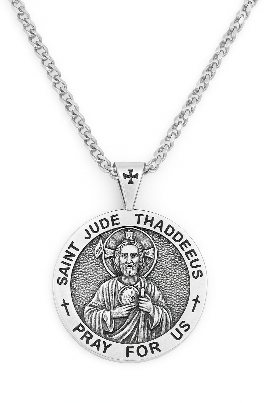 Saint Jude Necklace 925 Sterling Silver Medal Catholic Medal