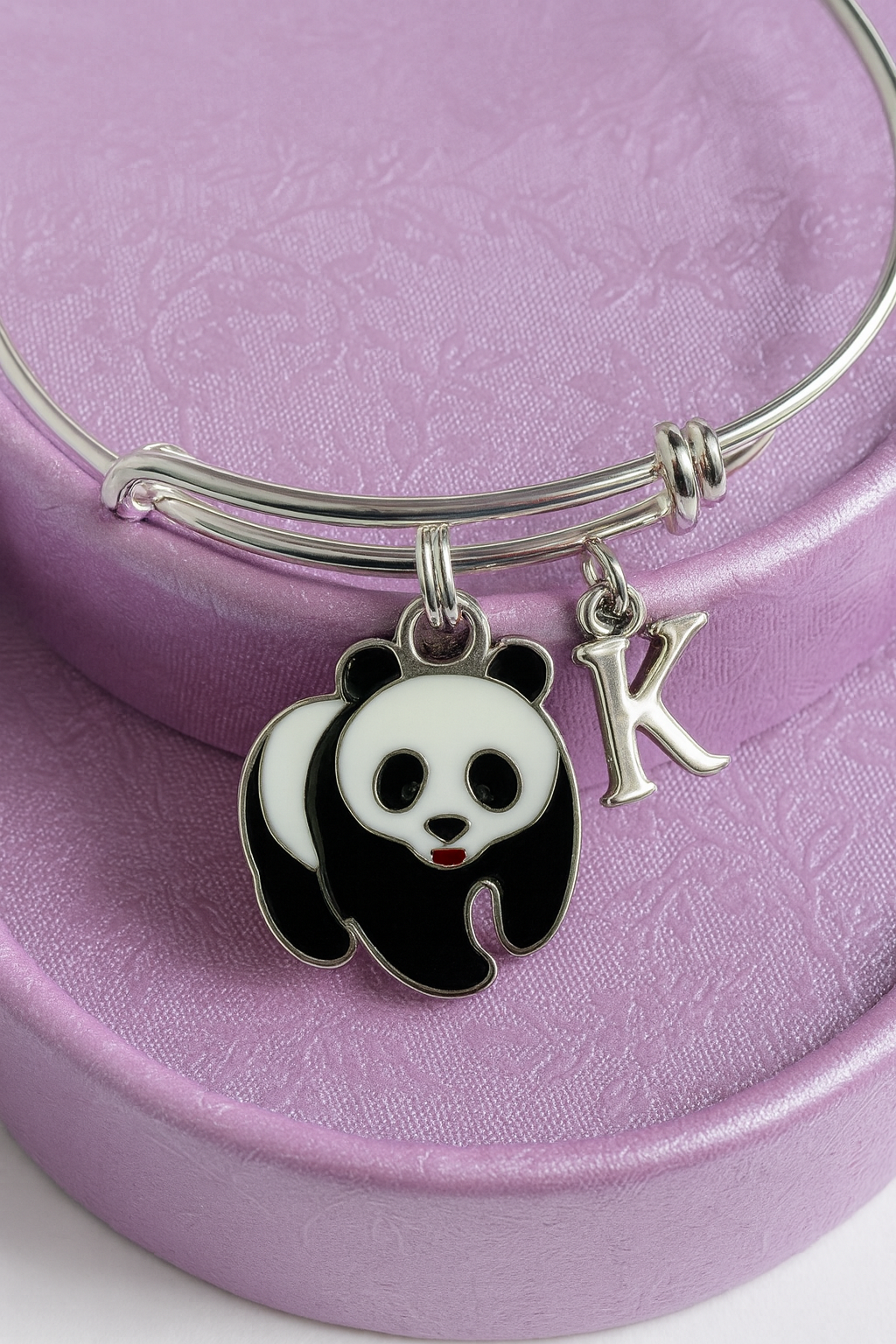 Panda Charm Bracelet – Adjustable Silver Bangle with Black and White Panda Pendant – Animal Lover Jewelry Gift