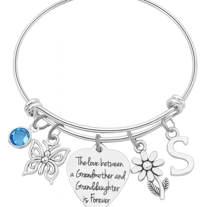 Grandmother Granddaughter Bracelet – Silver Expandable Bangle Gift