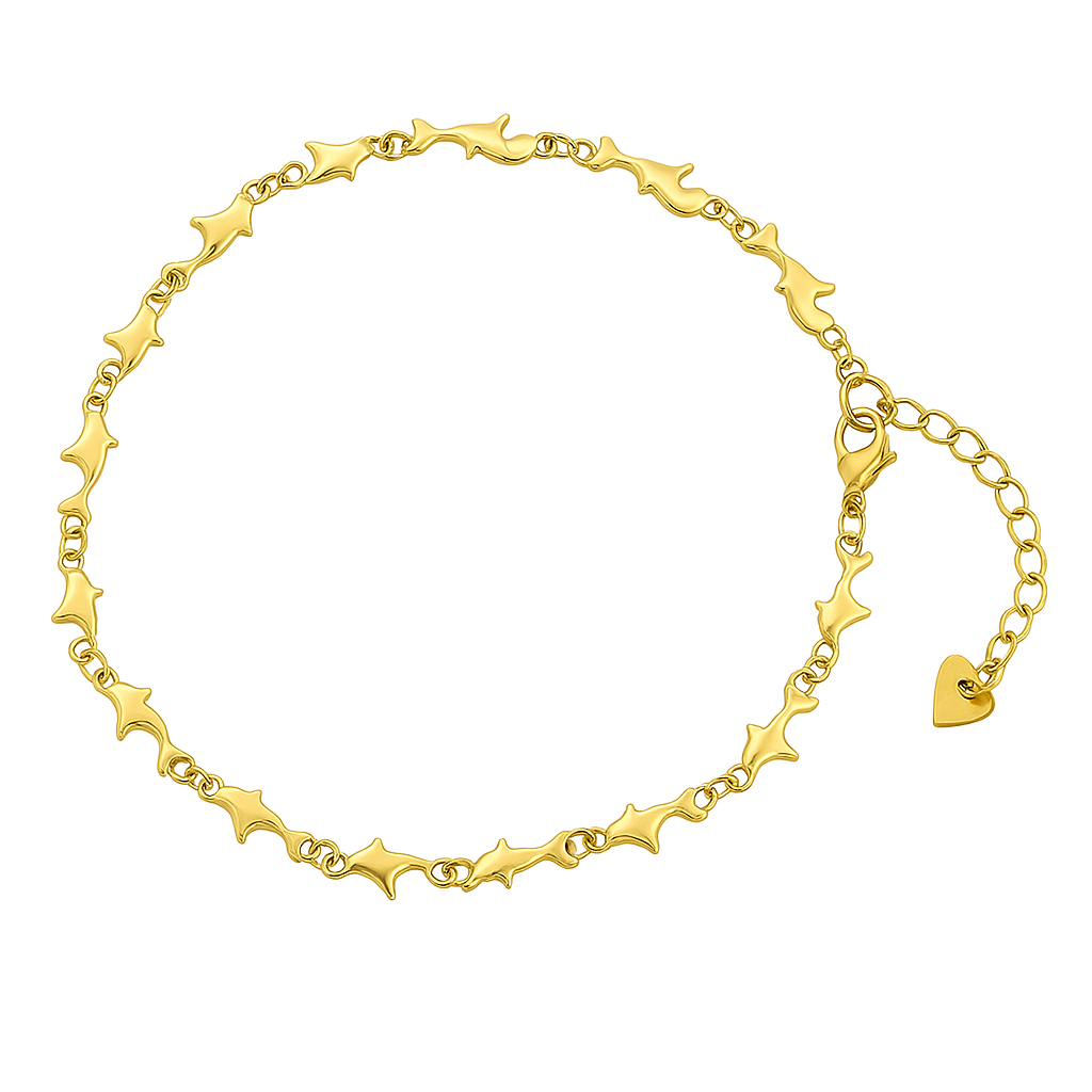 Gold Dolphin Anklet Stainless Steel Waterproof
