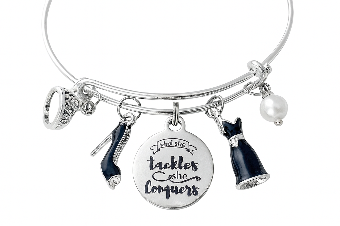 What She Tackles She Conquers Charm Bracelet