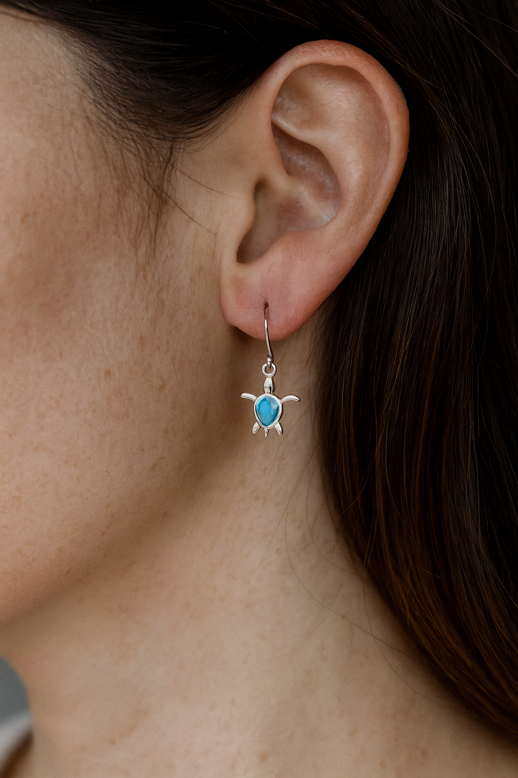 Larimar Turtle Earrings