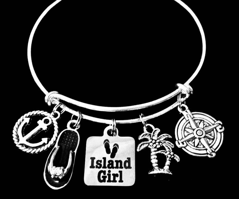 Island Girl Charm Bracelet Island Girl Jewelry Nautical Beach Themed Bracelet 