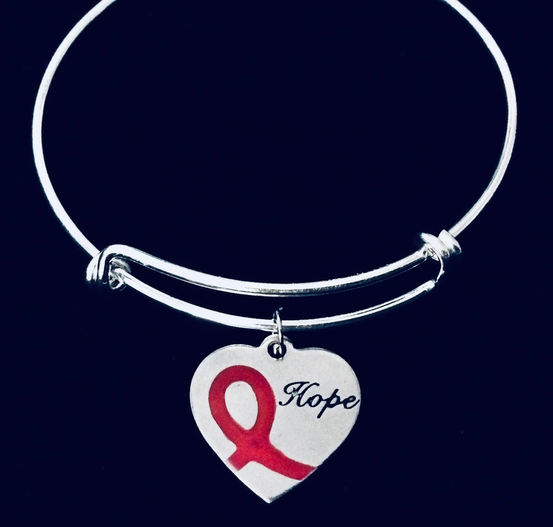 REd RIbbon Awareness Ribbon of Hope Jewelry Charm Bracelet for Red Ribbon