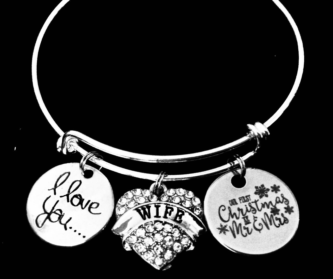 Gifts for wife Our First Christmas as Mr and Mrs Charm Bracelet for wife Christmas gift