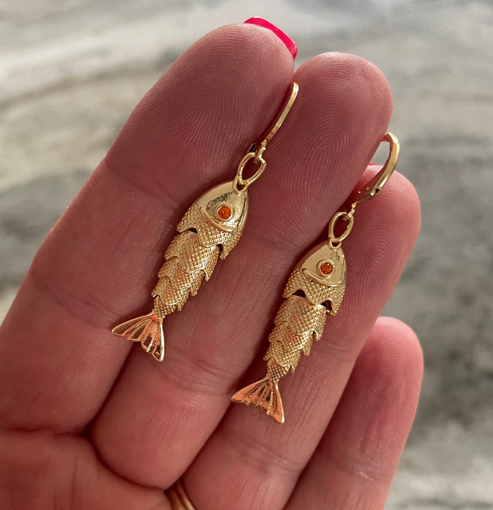 Gold Plated Stainless Steel Fish Earrings
