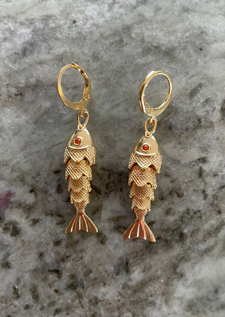Gold Plated Stainless Steel Fish Earrings
