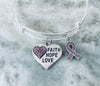 Pink Ribbon Faith Hope Love  Adjustable Charm Bracelet Expandable Silver Bangle One Size Fits All Gift