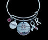 Sisters Friends Mothers Daughter Together Pink Awareness Ribbon Silver Expandable Charm Bracelet Adjustable Bangle Gift Breast Cancer