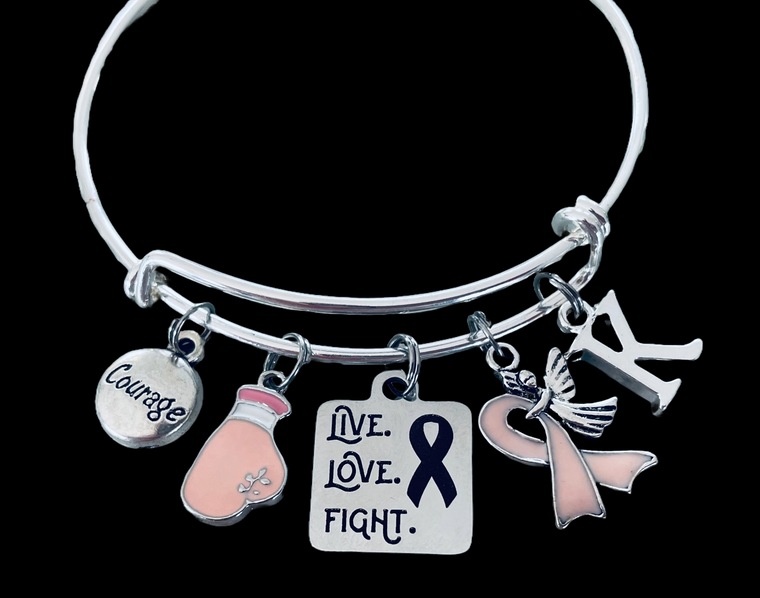 Live Love Fight Pink Awareness Ribbon Expandable Charm Bracelet Adjustable Bangle Breast Cancer Gifts